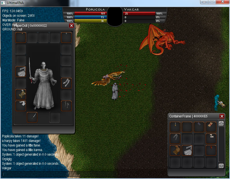 Prealpha screen shot of UltimaXNA